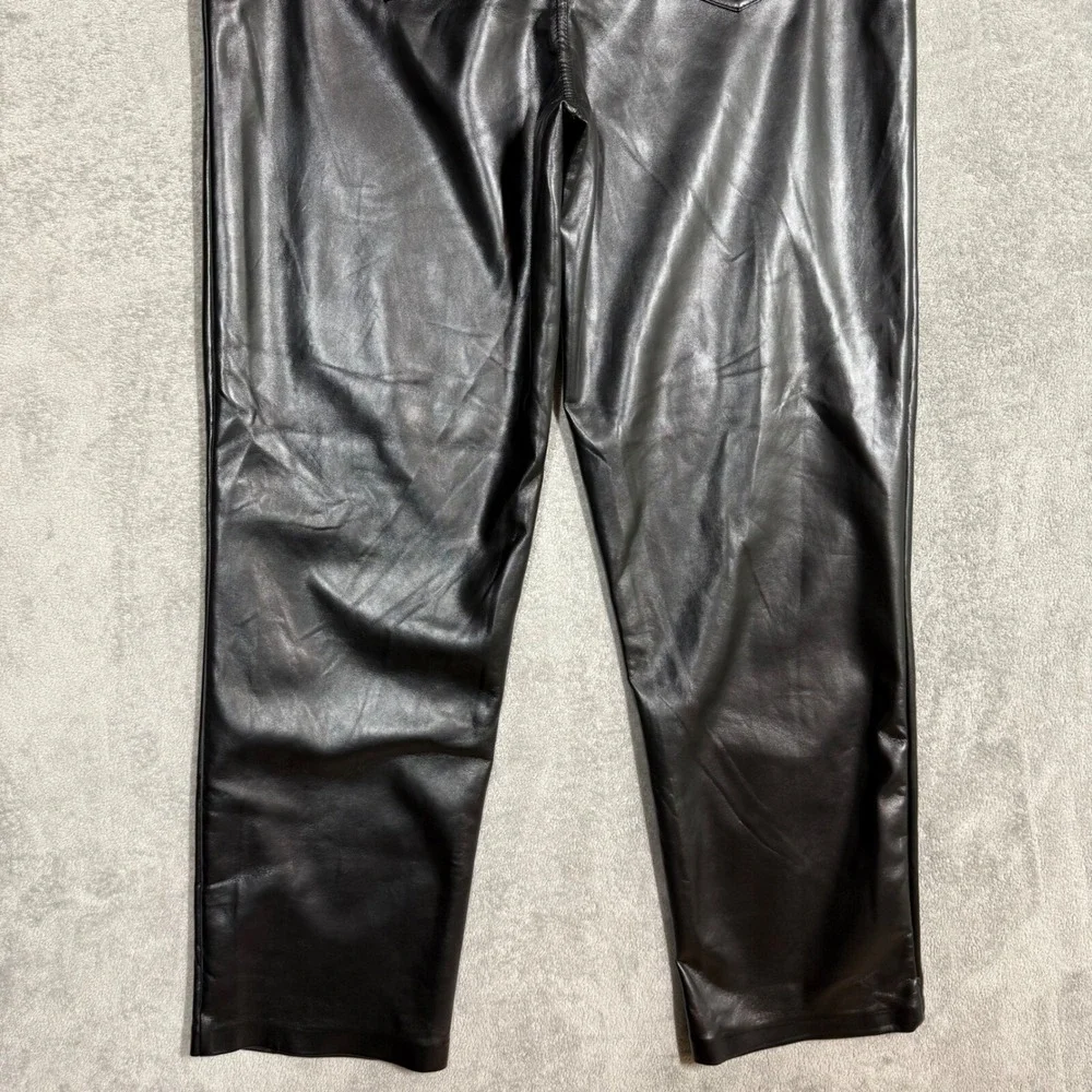 Joie Womens 10 Black Vegan Leather Pants High Rise Straight Leg Lined NWT